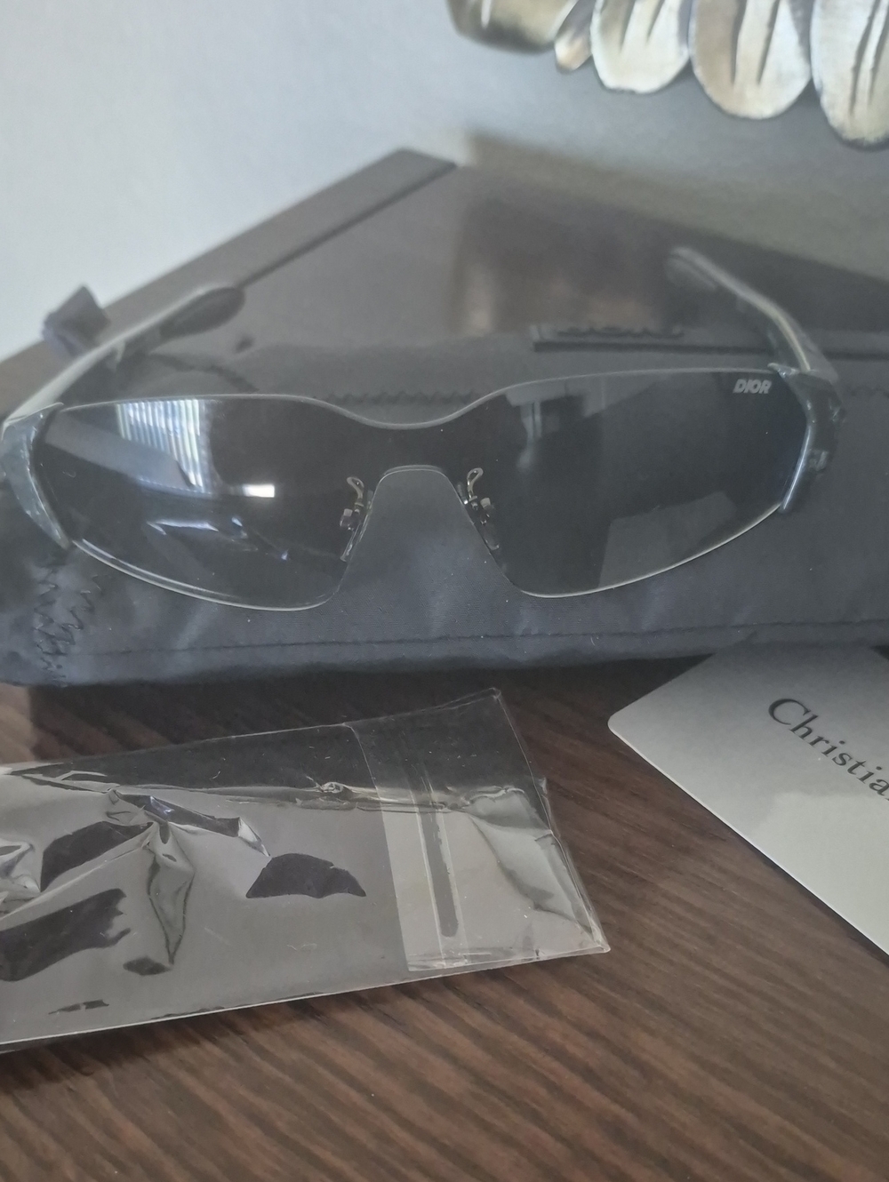 Dior Rimless Shield Sunglasses in Black Smoke